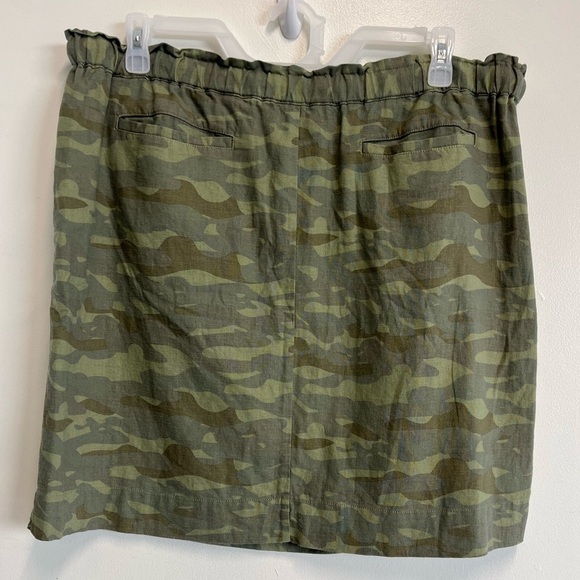 Caslon Green Camo Mini Drawstring Paper bag Linen Blend Skirt Womens XL - Picture 3 of 11